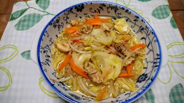 ウスヒラタケと野菜炒めのタンメン